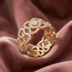 18K Floral Pave Diamond Ring — AI cloth, in-house