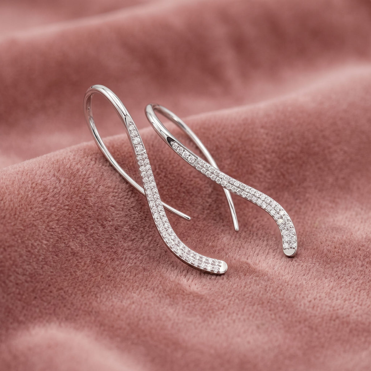 18K Pave Drop Diamond Earrings — AI cloth, in-house