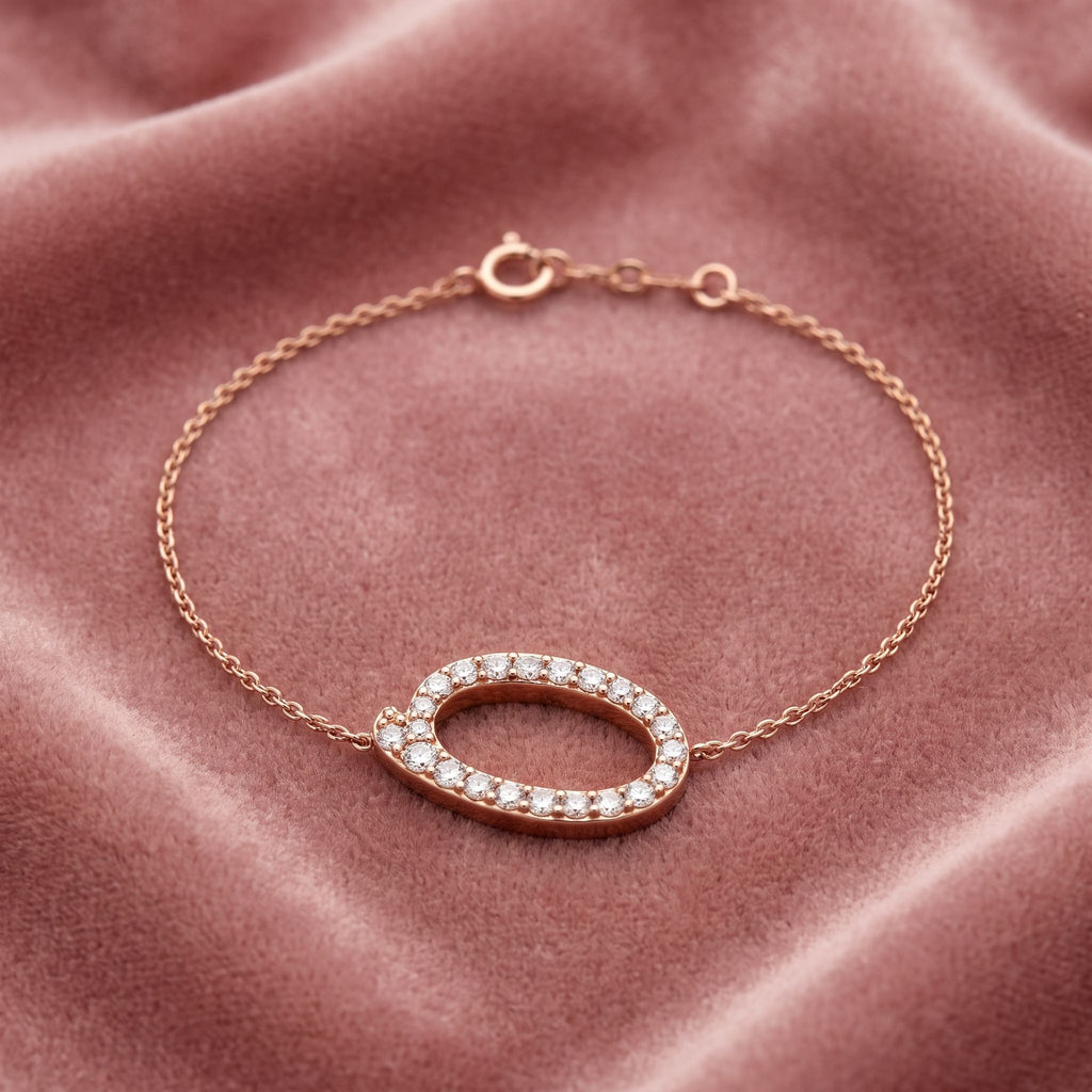 18K Alphabet Round Diamond Bracelet — AI cloth, in-house