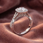 18K Halo Diamond Engagement Ring — AI cloth, in-house