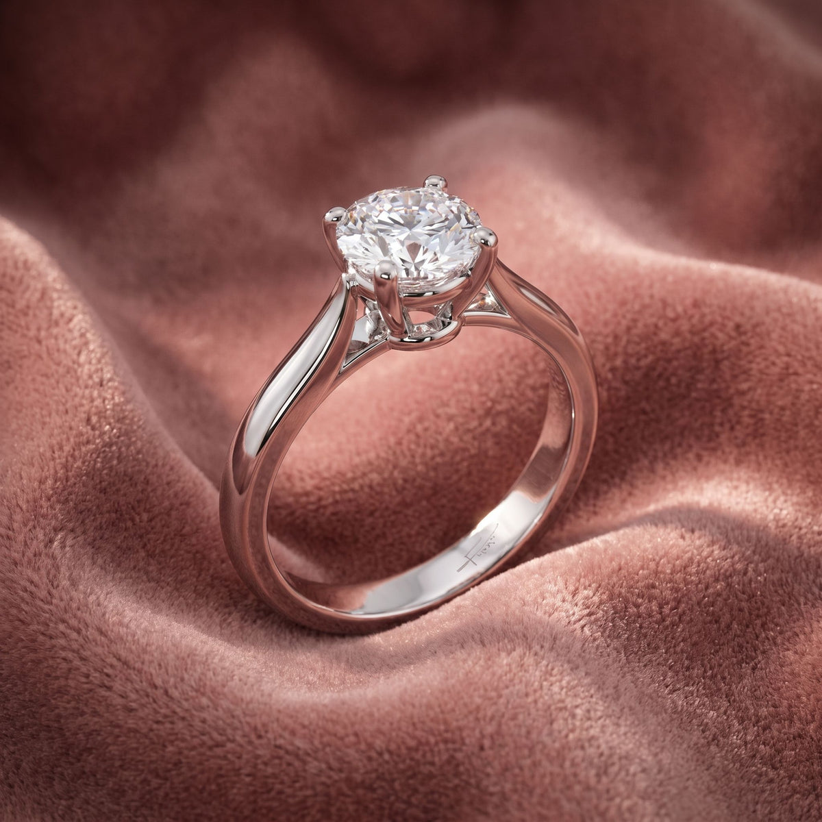 18K Solitaire Diamond Engagement Ring — AI cloth, in-house