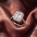 18K Halo Solitaire Diamond Engagement Ring — AI cloth, in-house