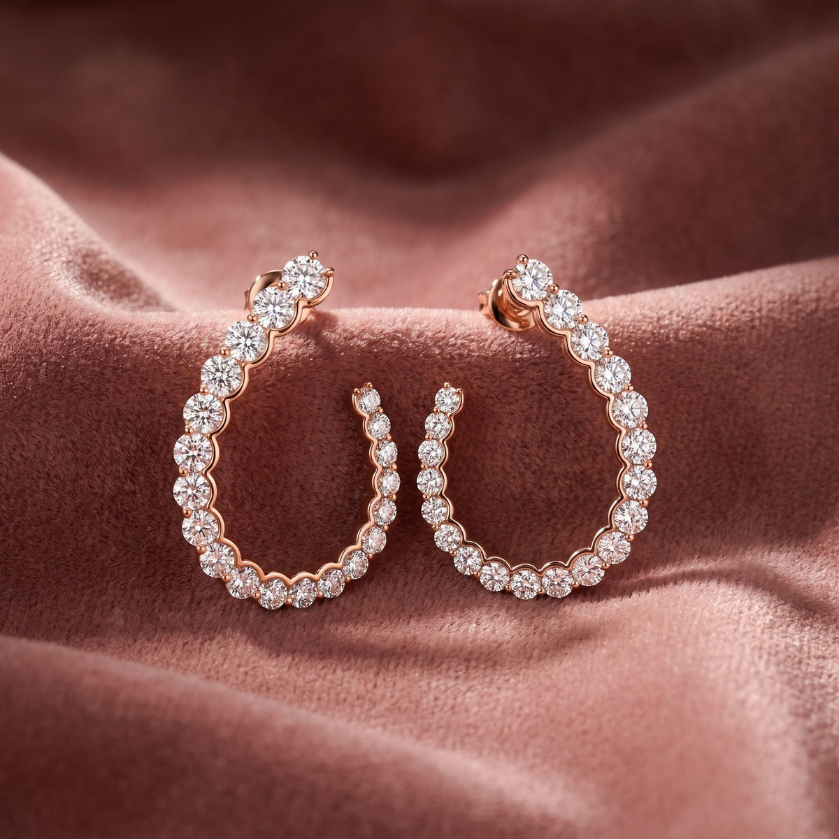 18K Feather Diamond Earrings — AI cloth, in-house