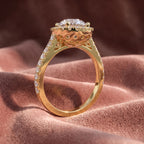 18K Halo Round Diamond Engagement Ring — AI cloth, in-house