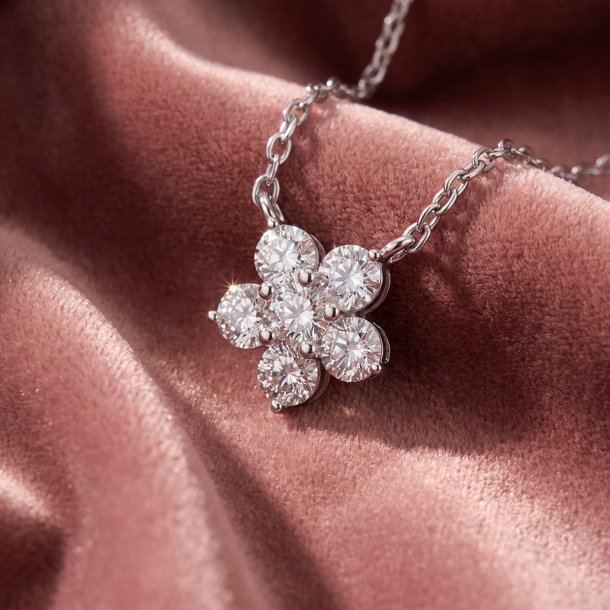 18K Floral Flower Round Diamond Pendant — AI cloth, in-house