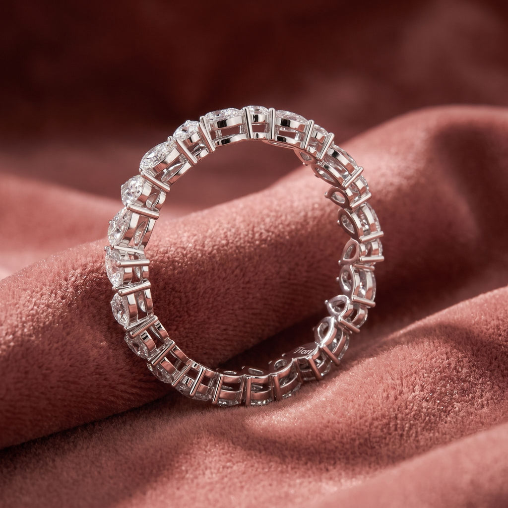 18K Pear Eternity Diamond Ring — AI cloth, in-house