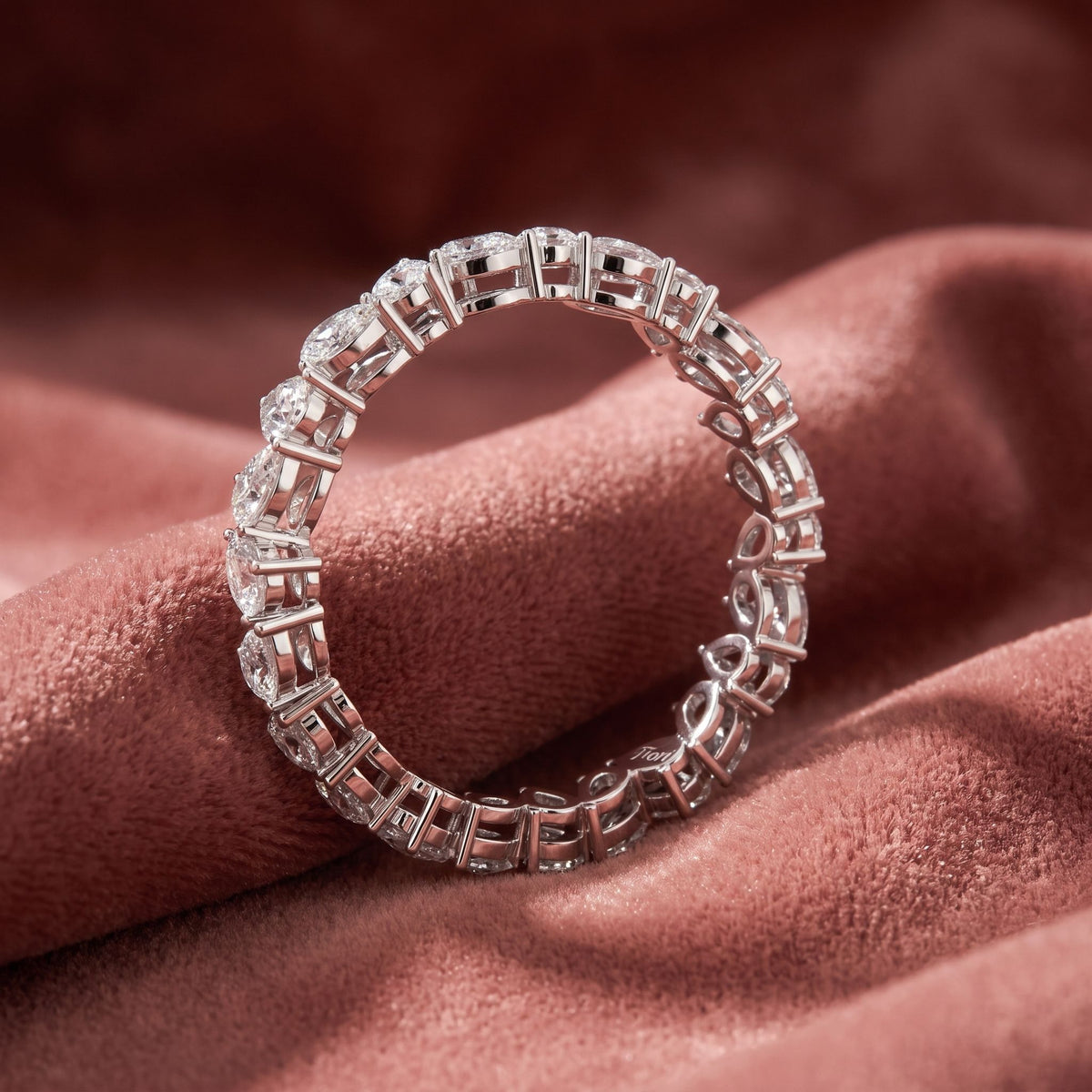 18K Pear Eternity Diamond Ring — AI cloth, in-house