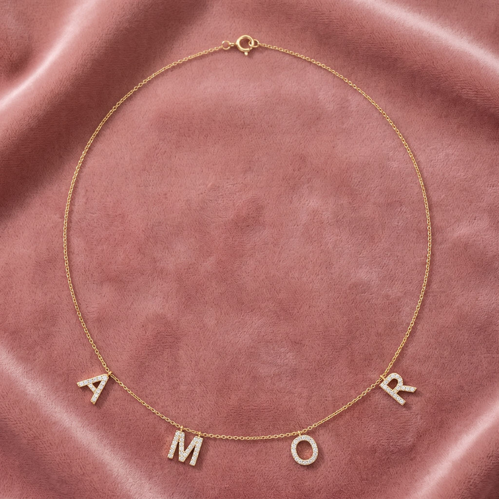 18K Amor Charm Diamond Necklace — AI cloth, in-house