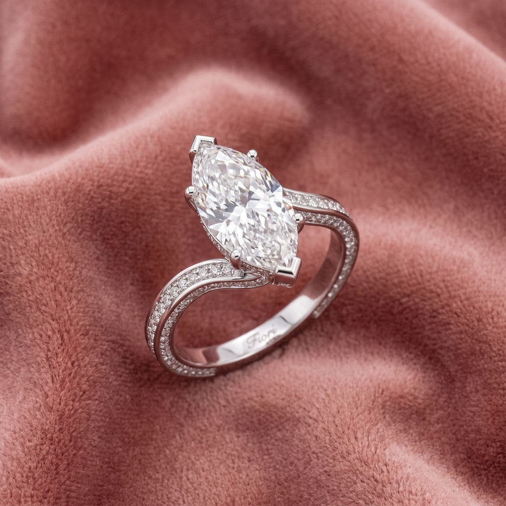 18K Marquise Diamond Engagement Ring — AI cloth, in-house