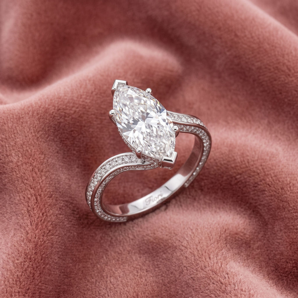 18K Marquise Diamond Engagement Ring — AI cloth, in-house