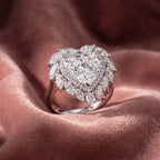 18K Halo Heart Diamond Ring — AI cloth, in-house