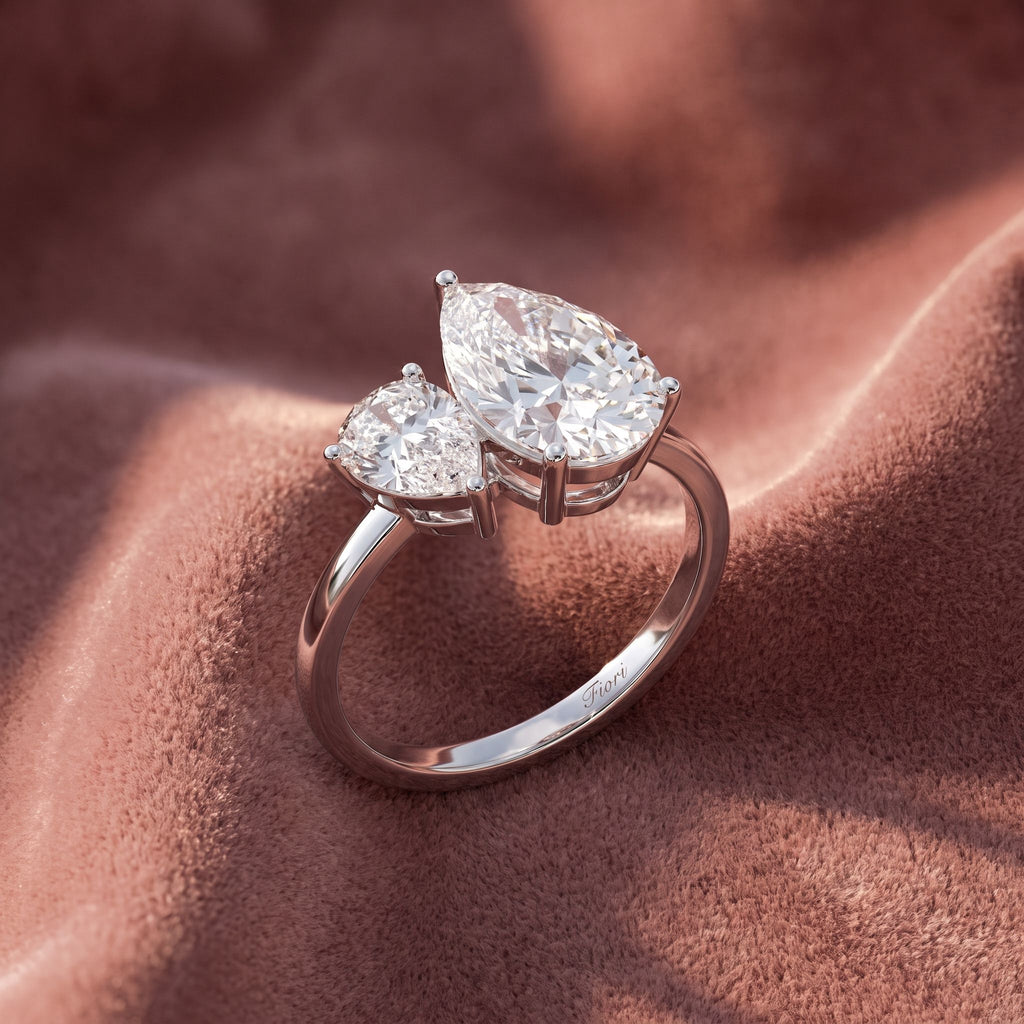 18K Pear Diamond Engagement Ring — AI cloth, in-house