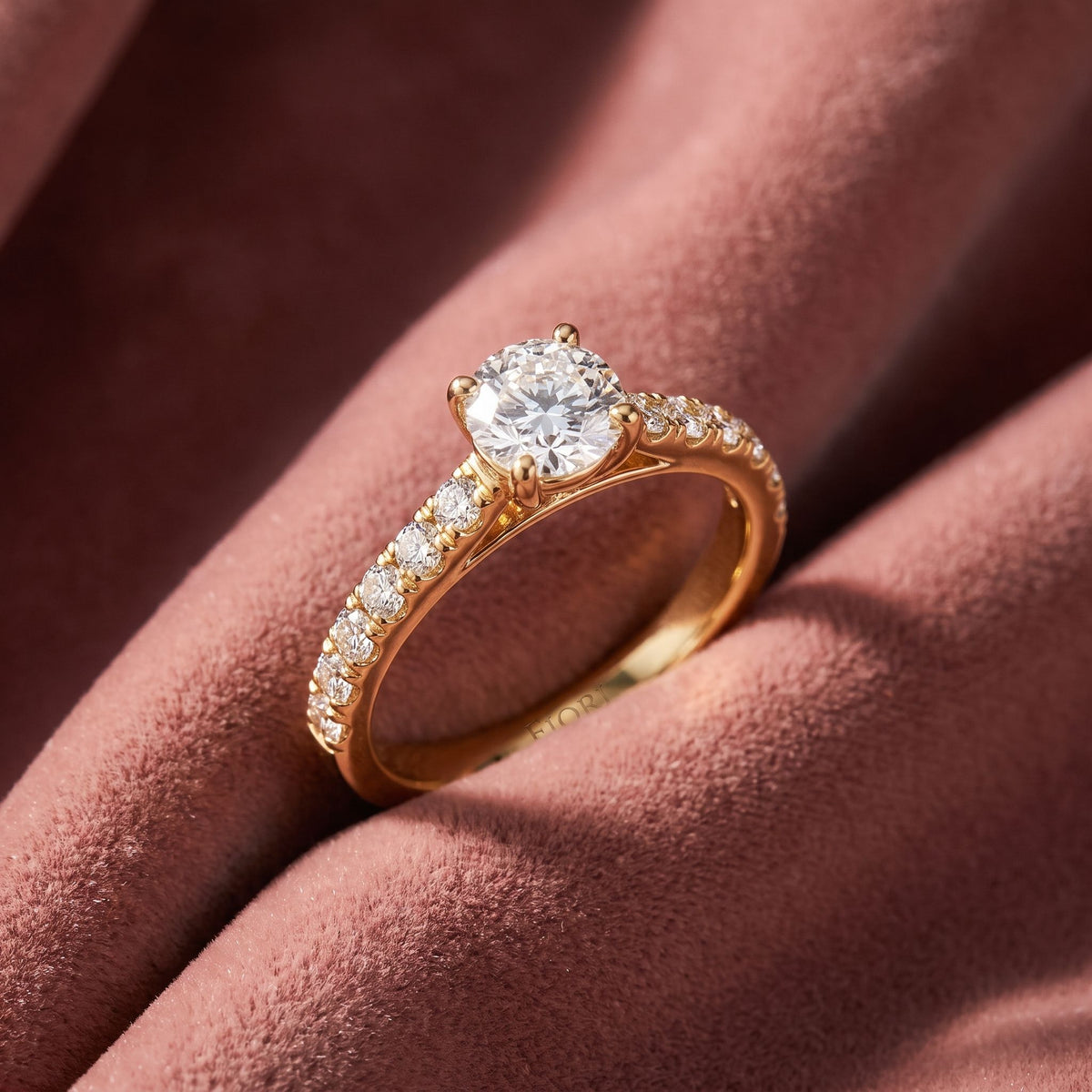 18K Shoulder Set Diamond Promise Ring — AI cloth, in-house