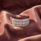 18K Eternity Round Diamond Multi-Row Ring — AI cloth, in-house