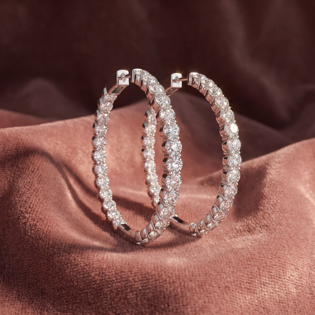 18K Diamond Hoop Earrings — AI cloth, in-house
