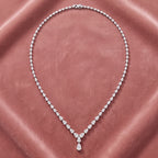 18K Pear Diamond Tennis Necklace — AI cloth, in-house