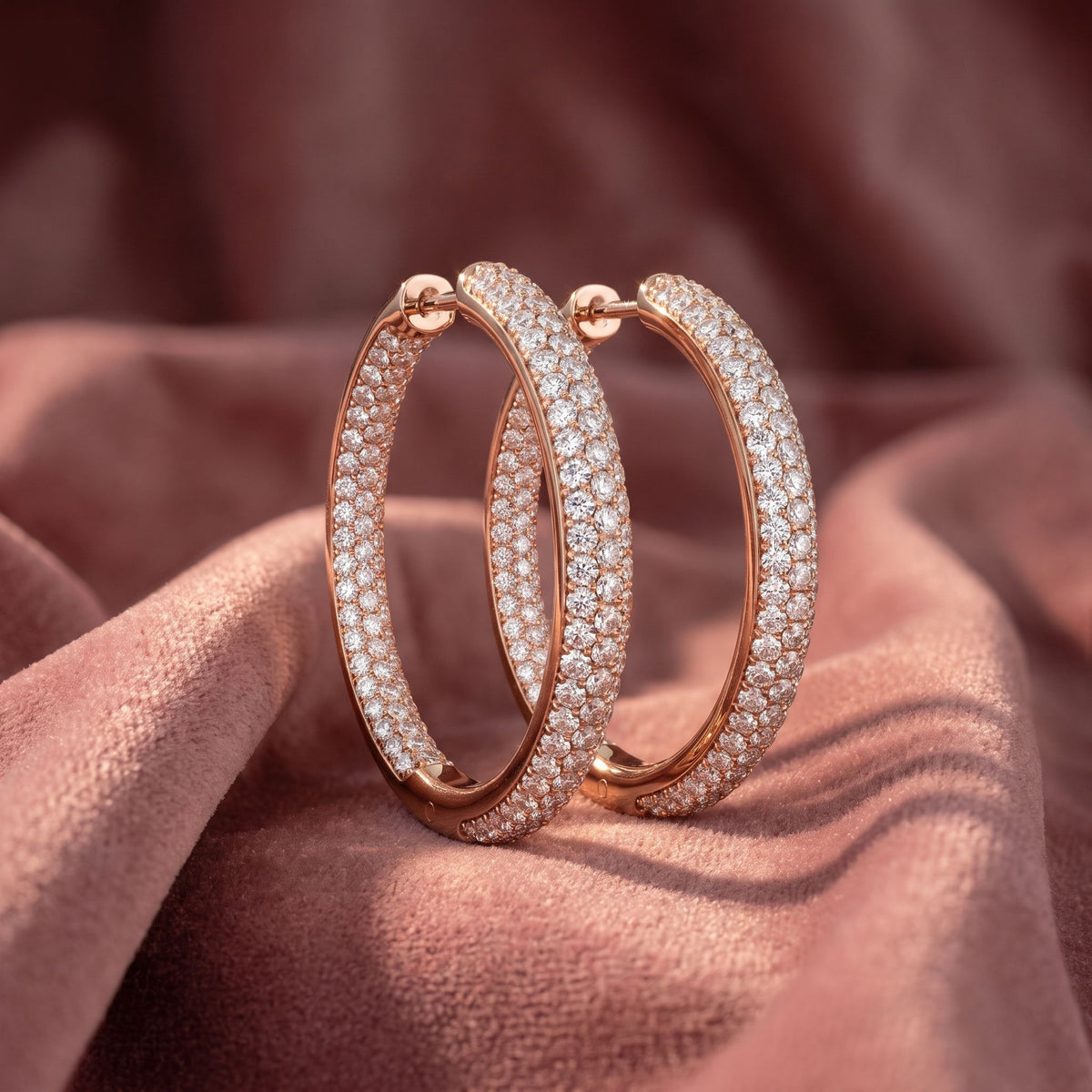 18K Diamond Hoop Earrings — AI cloth, in-house