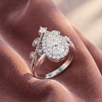 18K Halo Pear Diamond Engagement Ring — AI cloth, in-house