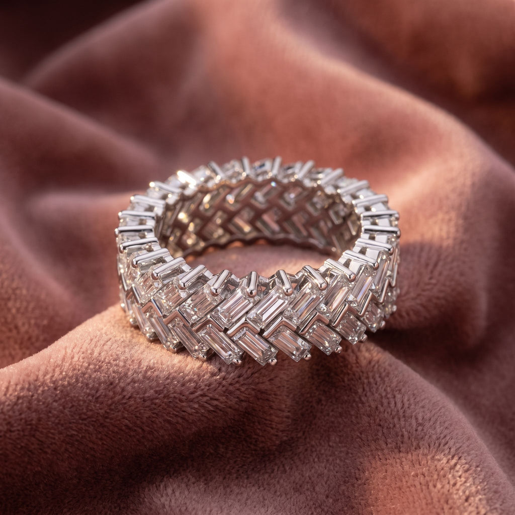 18K Eternity Baguette Diamond Ring — AI cloth, in-house