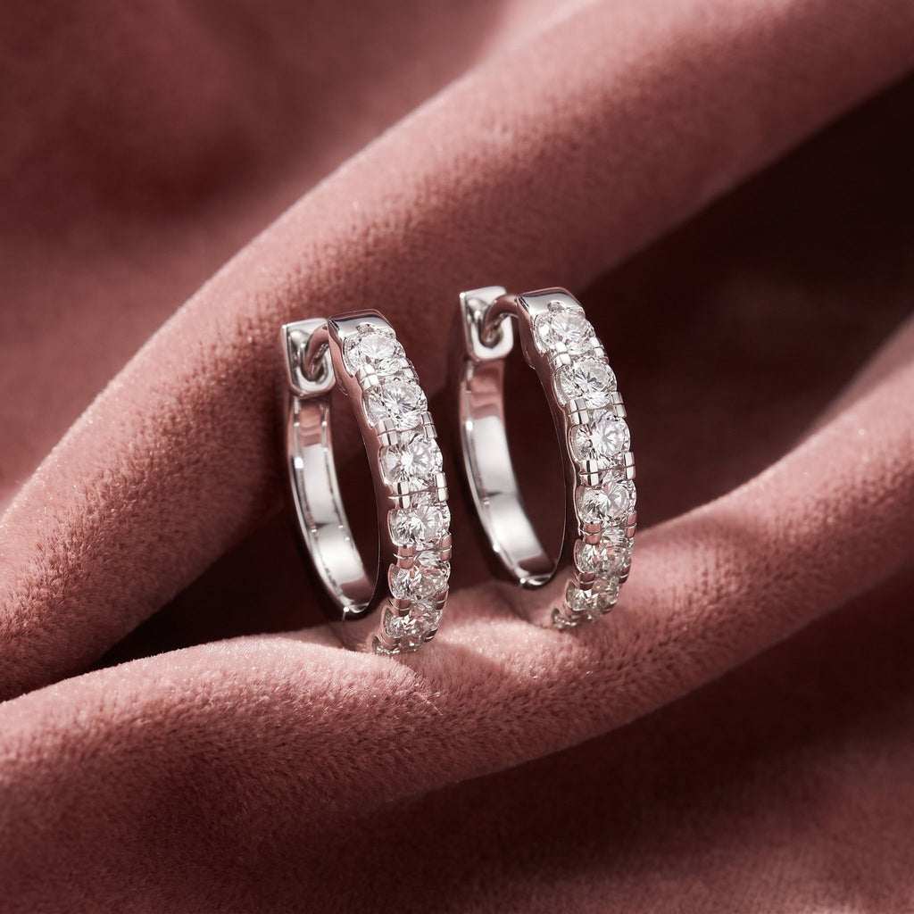 18K Diamond Piercing Hoop Earrings — AI cloth, in-house