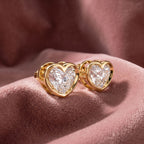 18K Solitaire Heart Diamond Stud Earrings — AI cloth, in-house