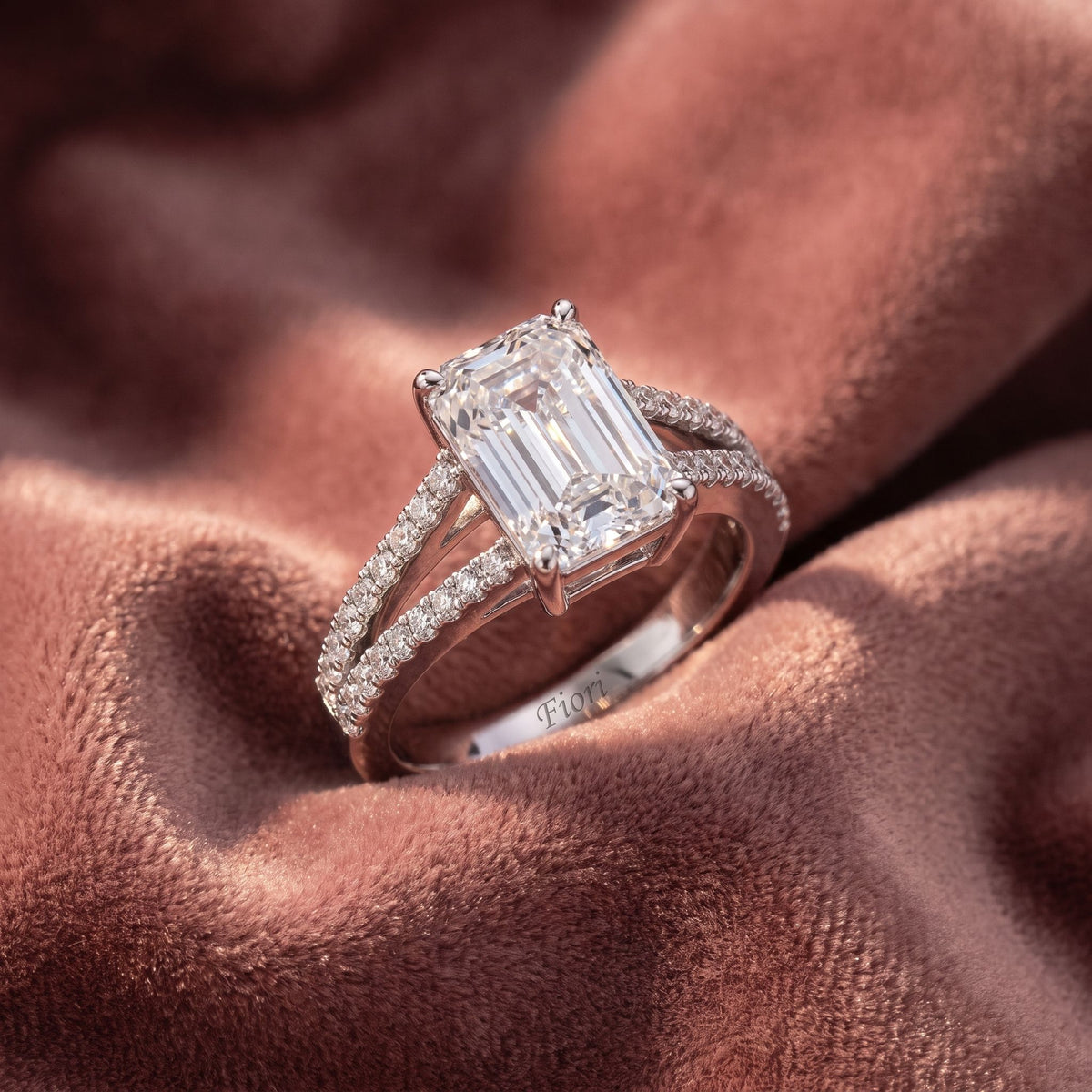 18K Solitaire Crisscut Emerald Diamond Ring — AI cloth, in-house
