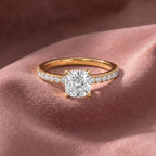 18K Solitaire Round Diamond Engagement Ring — AI cloth, in-house