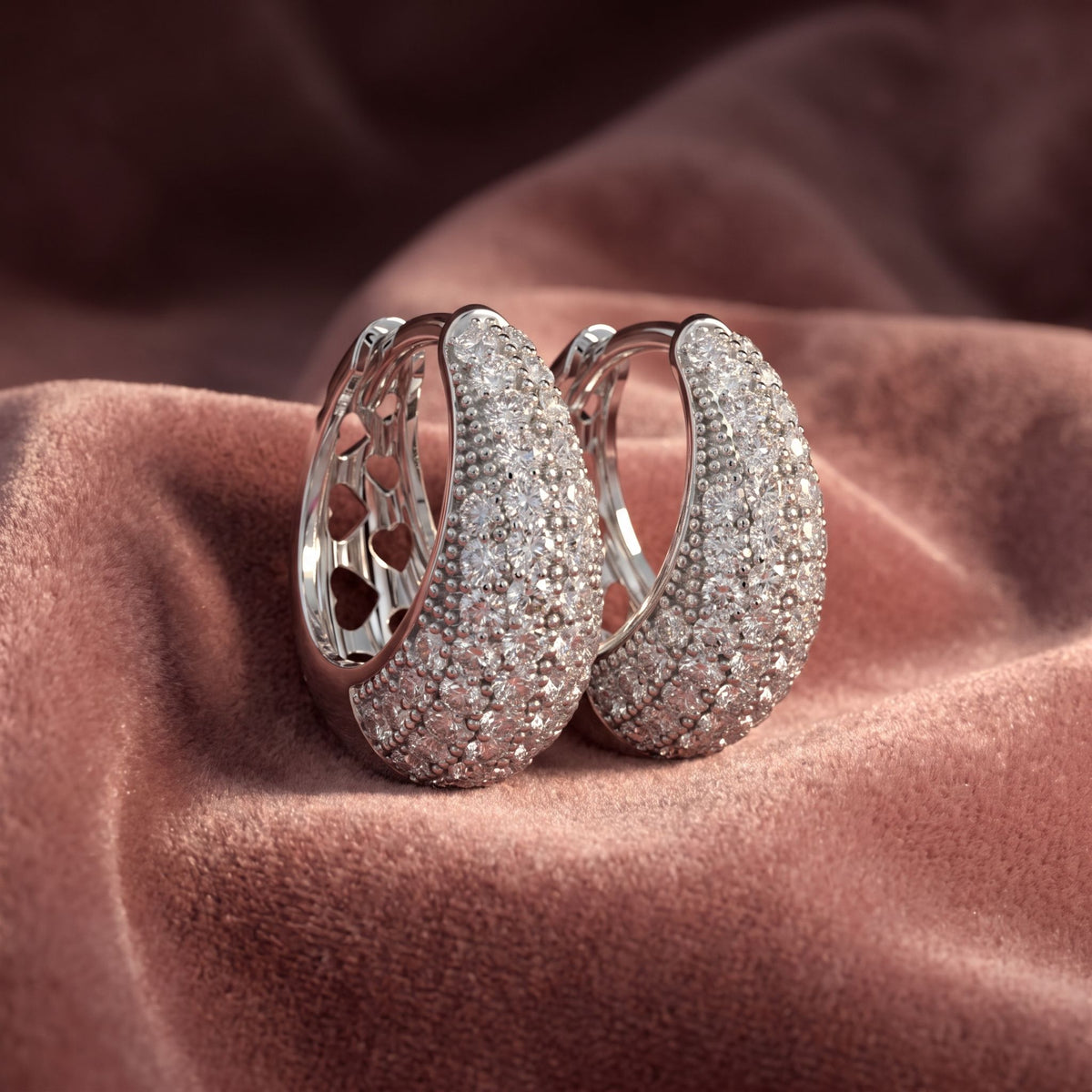 18K Chunky Pave Diamond Hoop Earrings — AI cloth, in-house