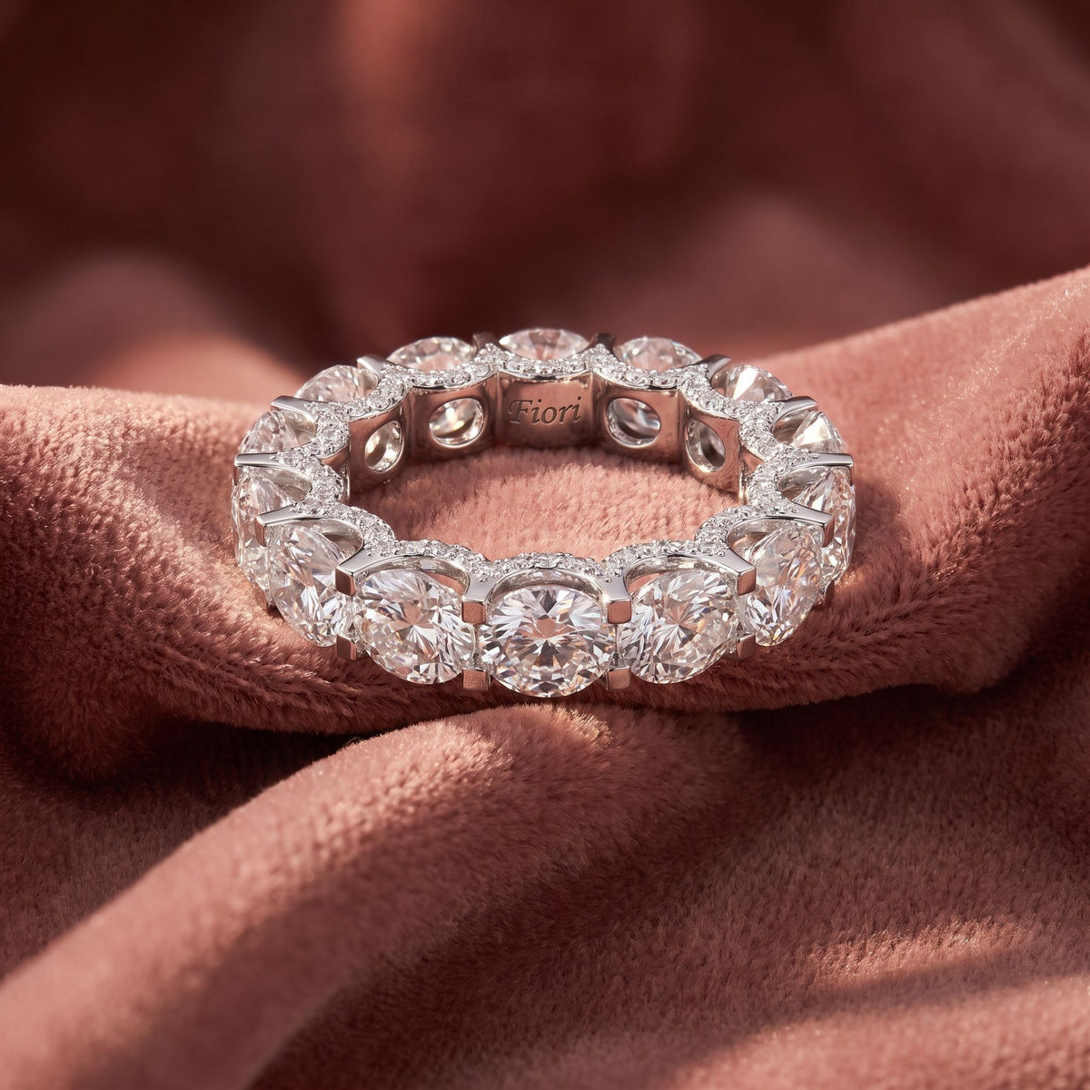 18K Full Eternity Oval Diamond Ring — AI cloth, in-house