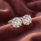 18K Round Solitaire Diamond Earrings — AI cloth, in-house