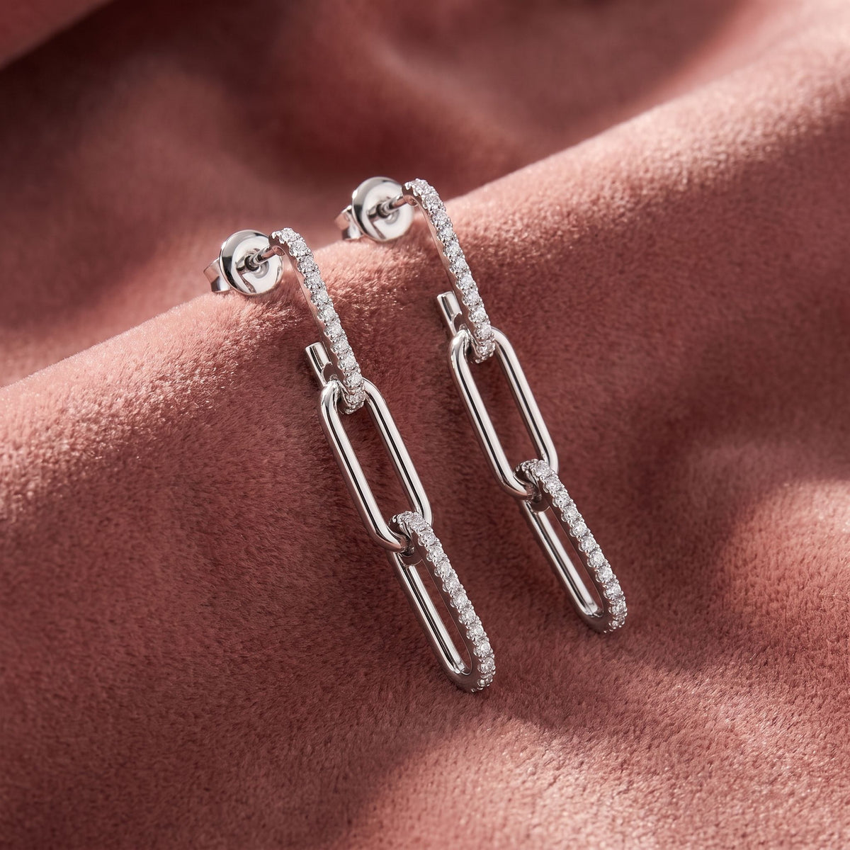 14K Round Drop Bespoke Diamond Earrings — AI cloth, in-house