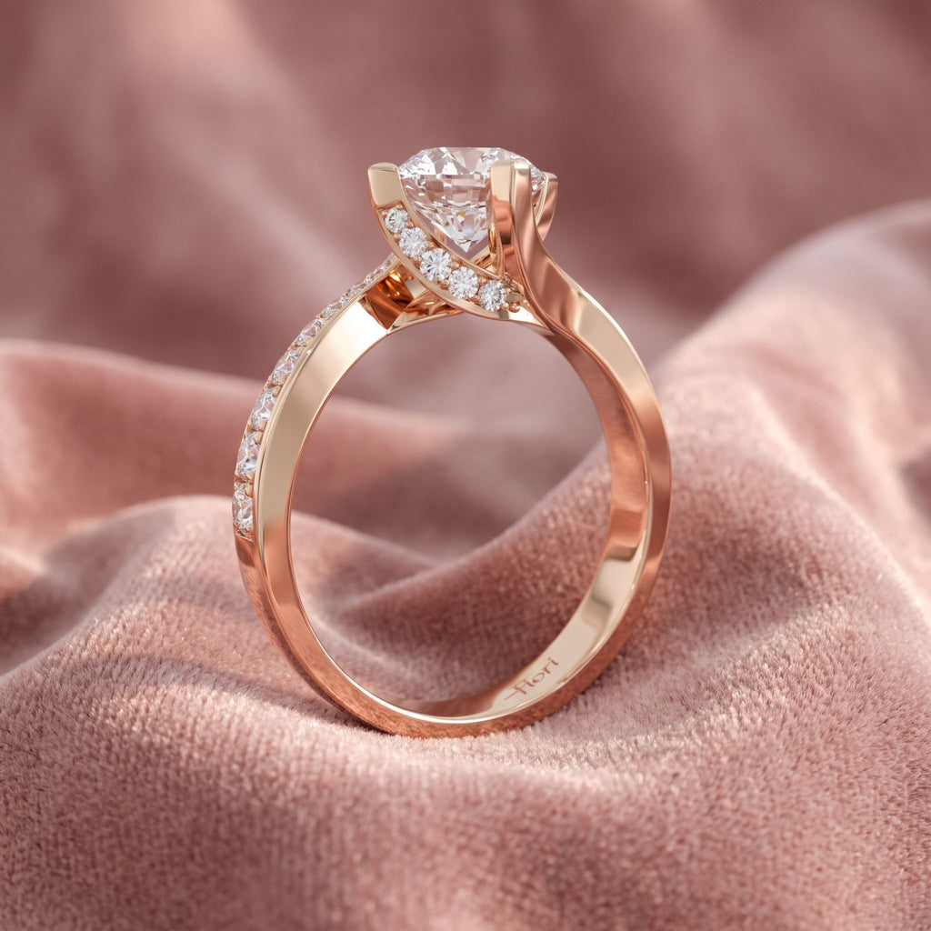 18K Round Diamond Engagement Ring — AI cloth, in-house