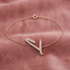 18K Alphabet Round Diamond Bracelet — AI cloth, in-house
