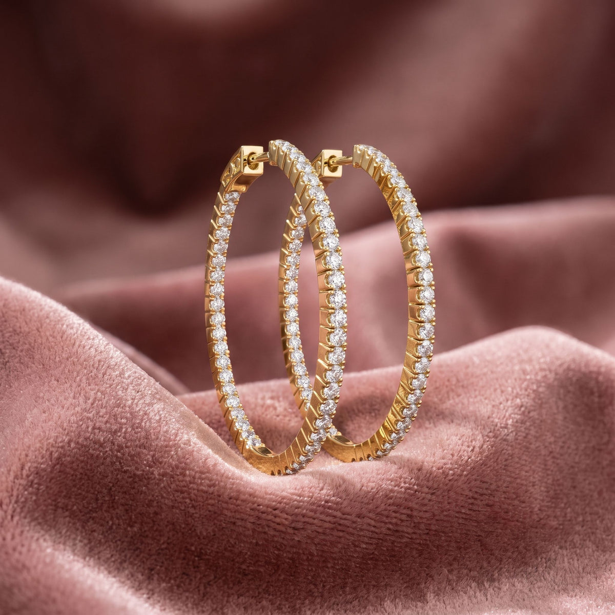 18K Diamond Hoop Earrings — AI cloth, in-house