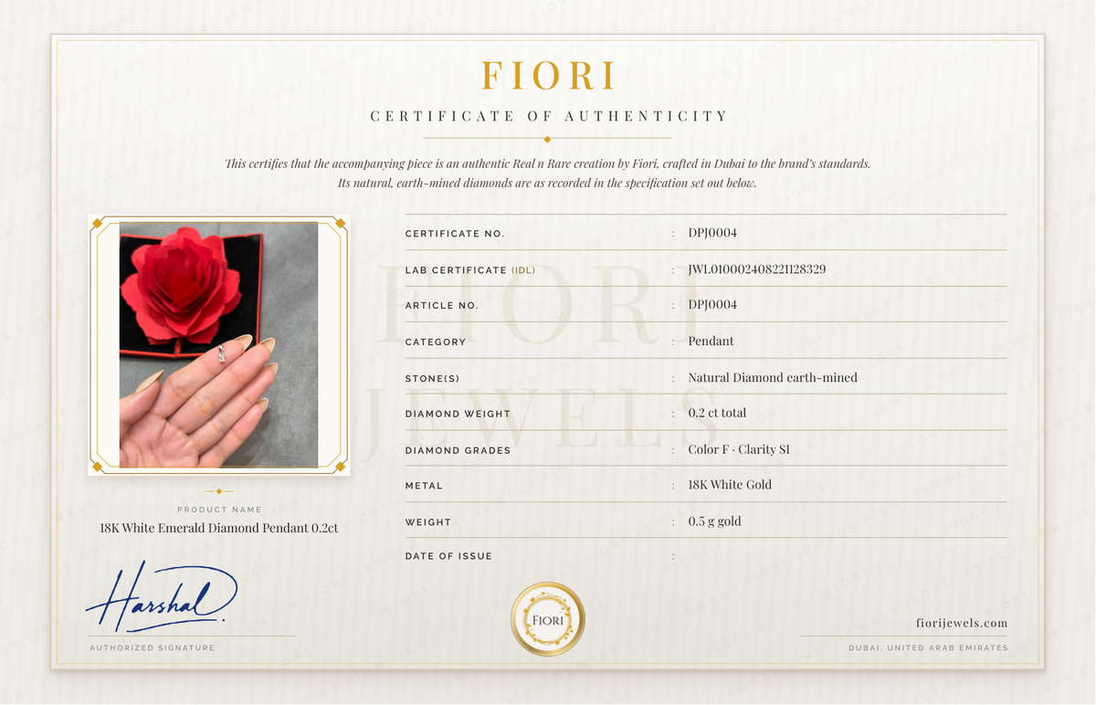 Certificat d'authenticité Fiori