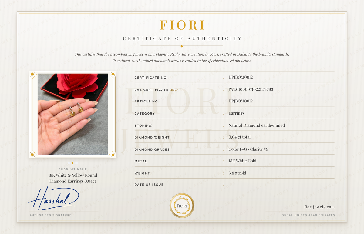 Fiori Certificate of Authenticity