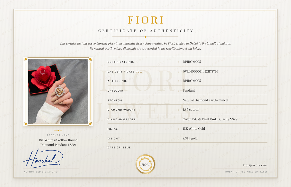 Certificat d'authenticité Fiori