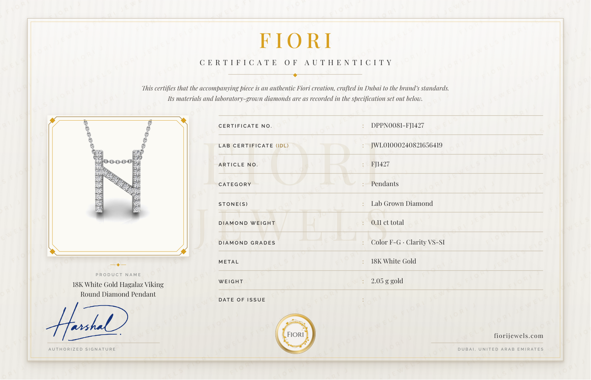 Fiori Certificate of Authenticity