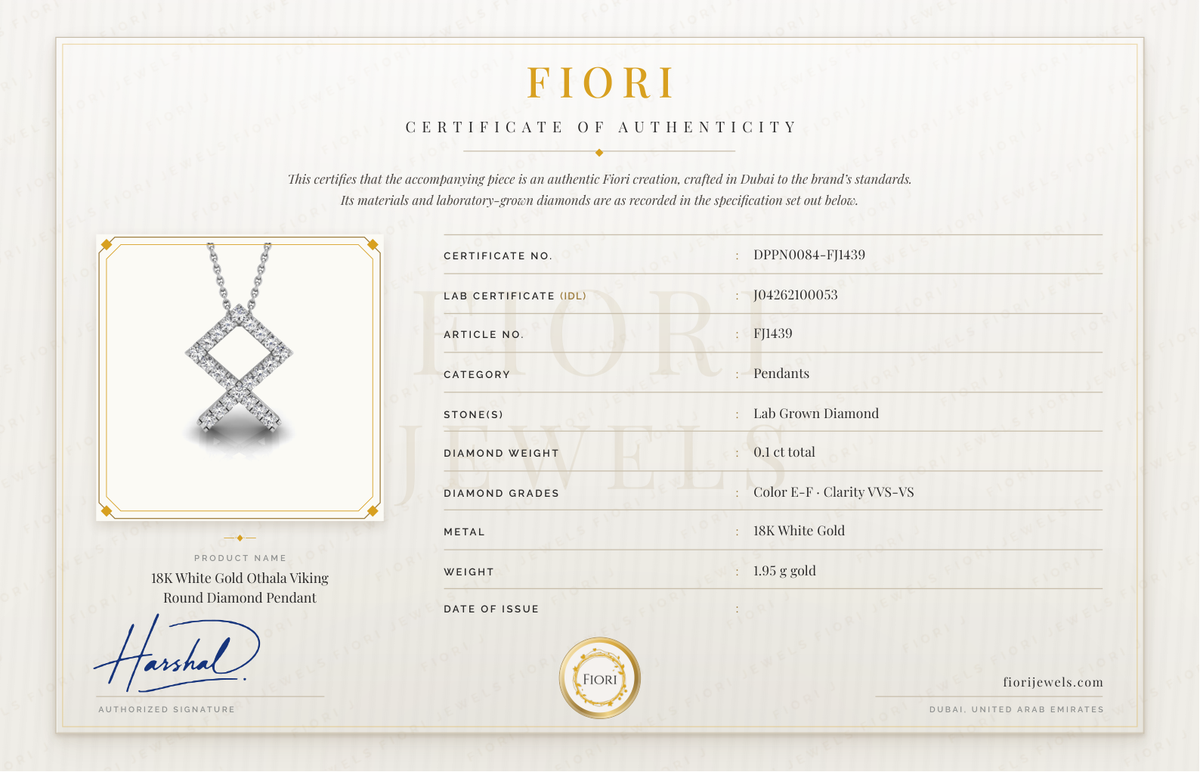 Fiori Certificate of Authenticity