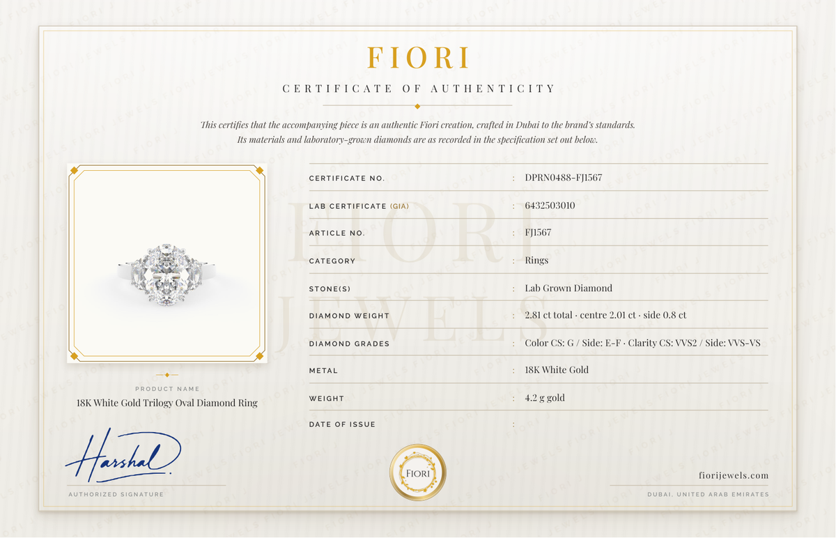 Certificat d'authenticité Fiori