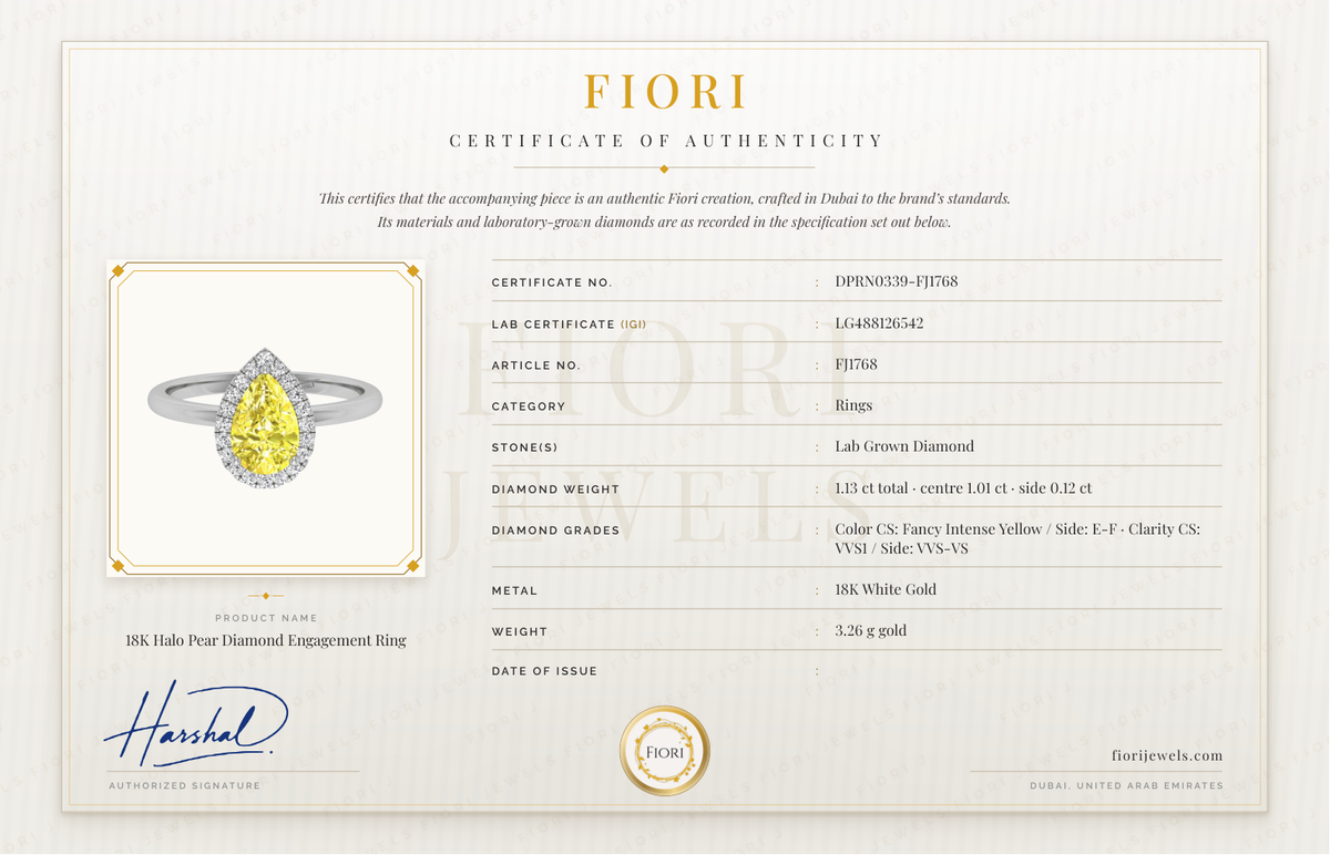 Certificat d'authenticité Fiori