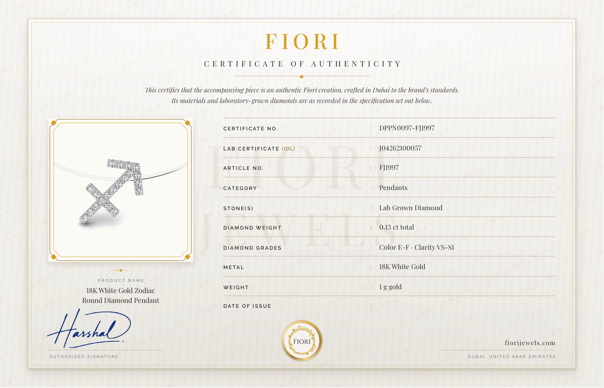 Certificado de autenticidad Fiori