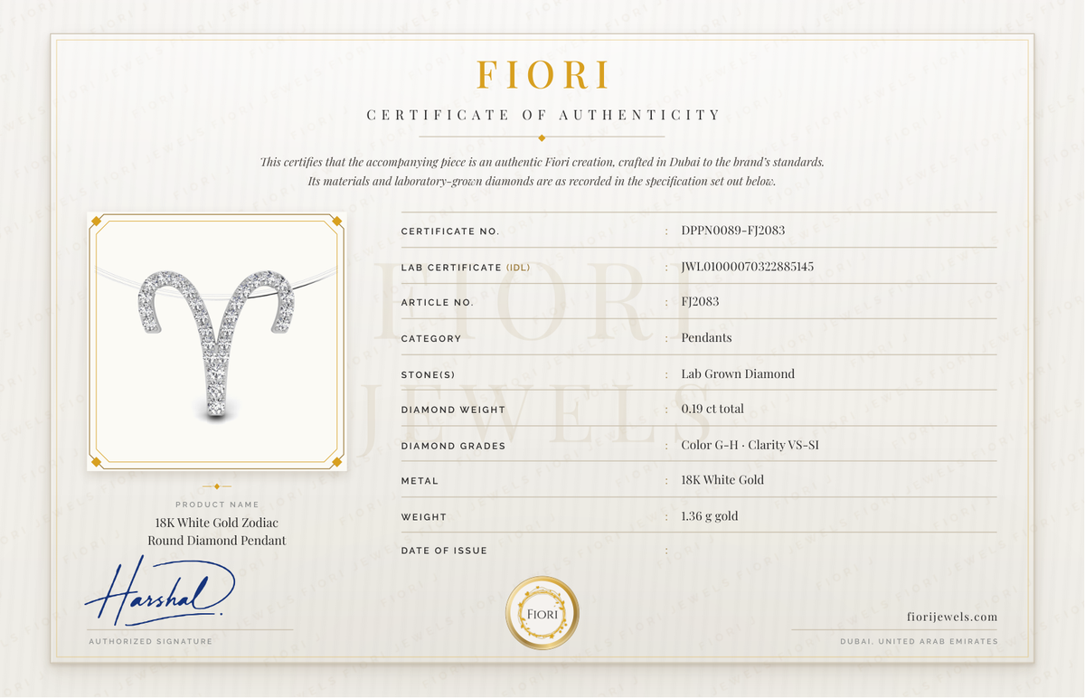Сертификат подлинности Fiori