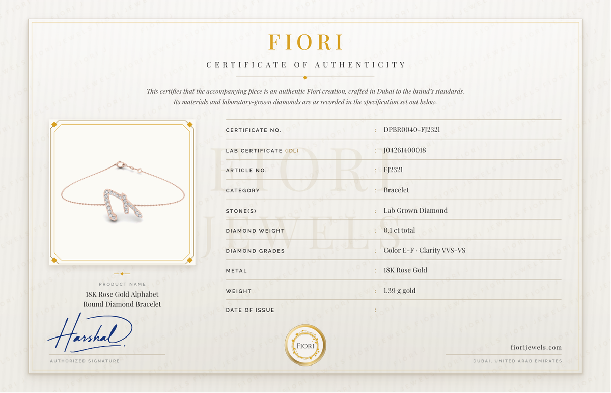 Сертификат подлинности Fiori