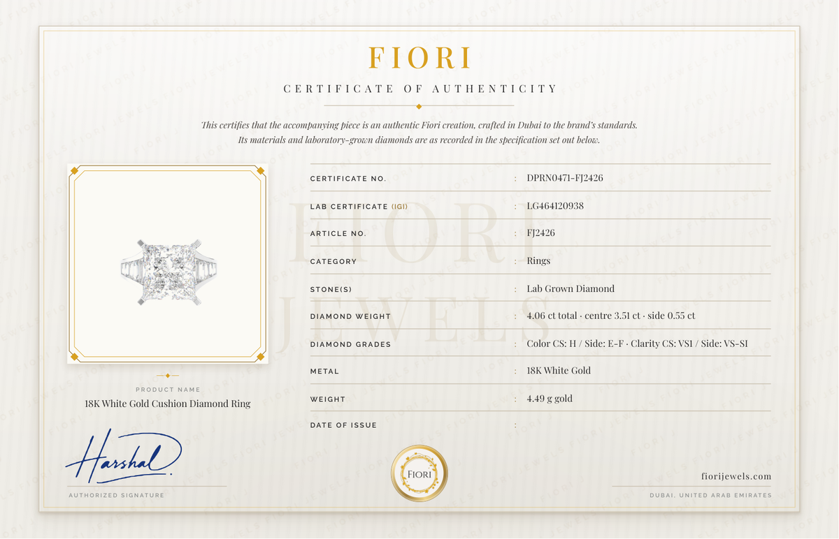 Certificat d'authenticité Fiori