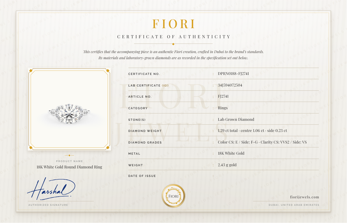 Certificado de autenticidad Fiori