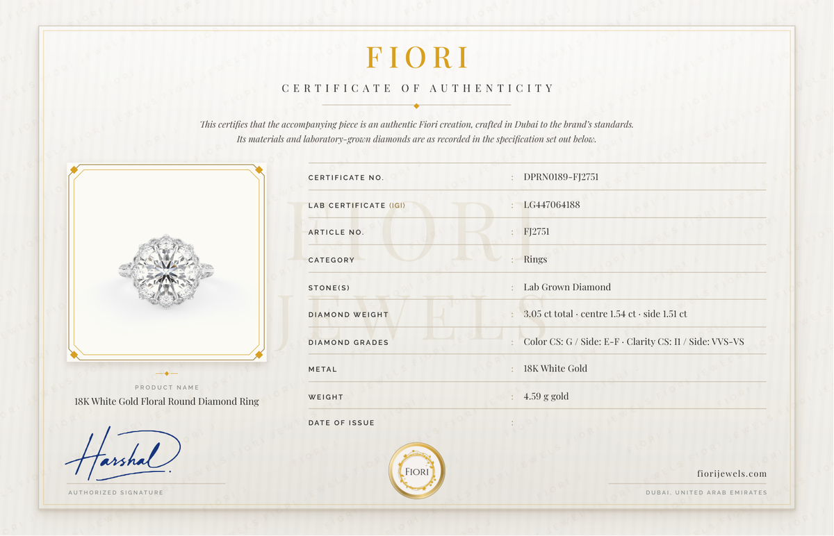 Certificado de autenticidad Fiori