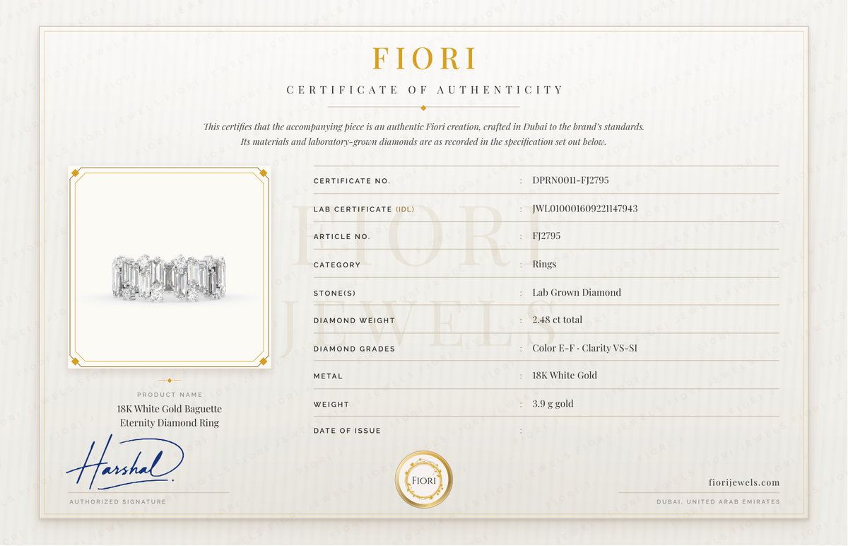 Certificat d'authenticité Fiori