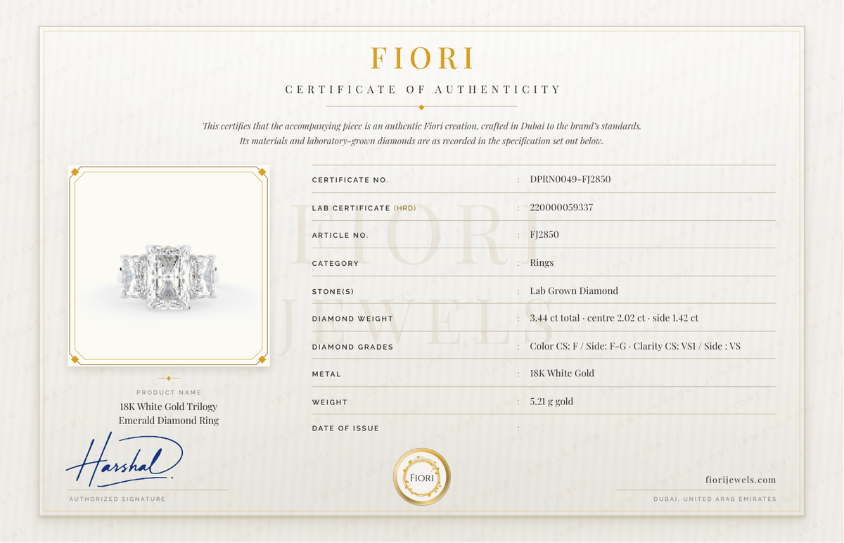 Certificat d'authenticité Fiori