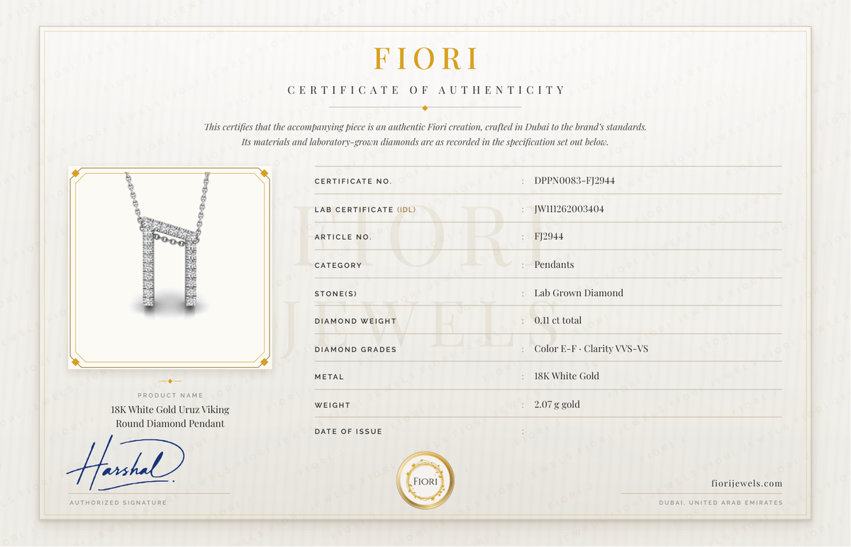 Certificado de autenticidade Fiori